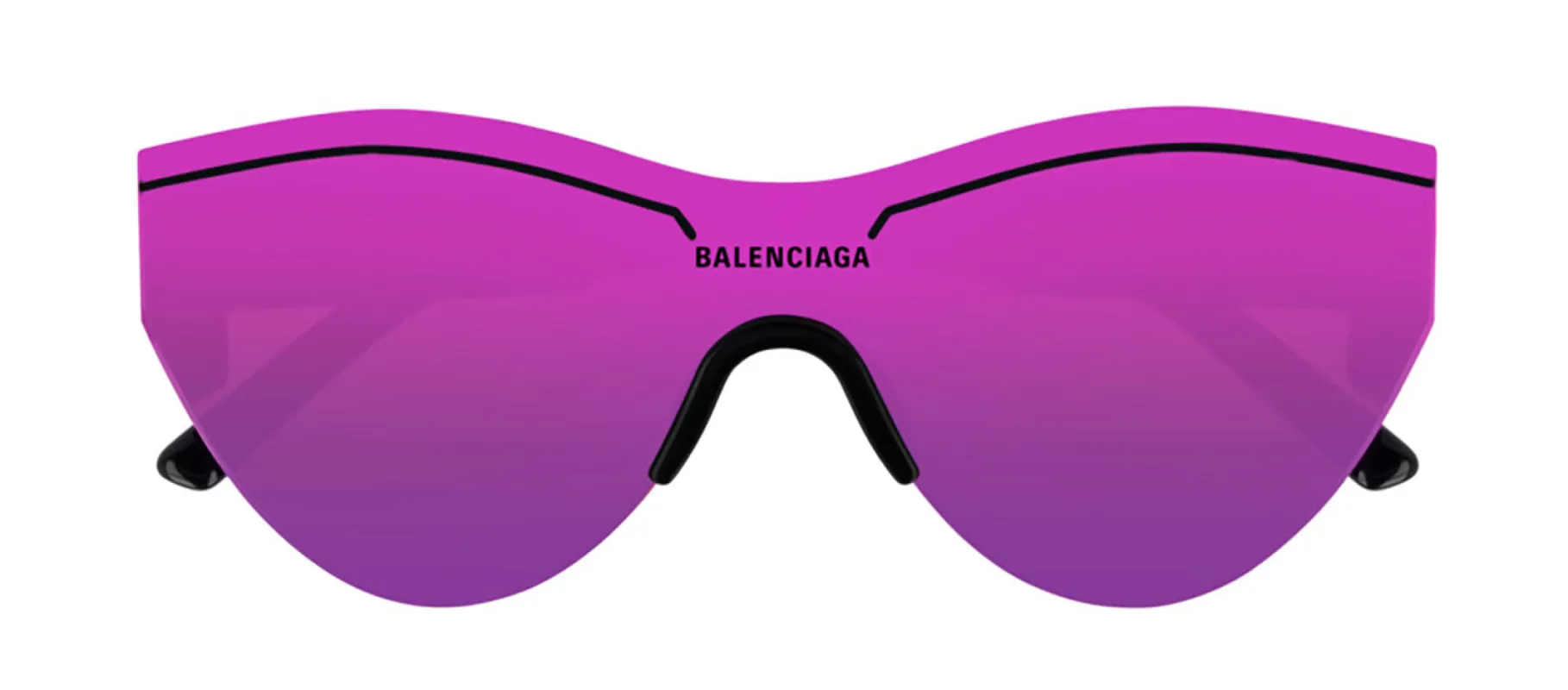 Balenciaga BB 0004S 002 Shield Acetate Black Sunglasses with Pink Mirror Lens sold by Gaffos