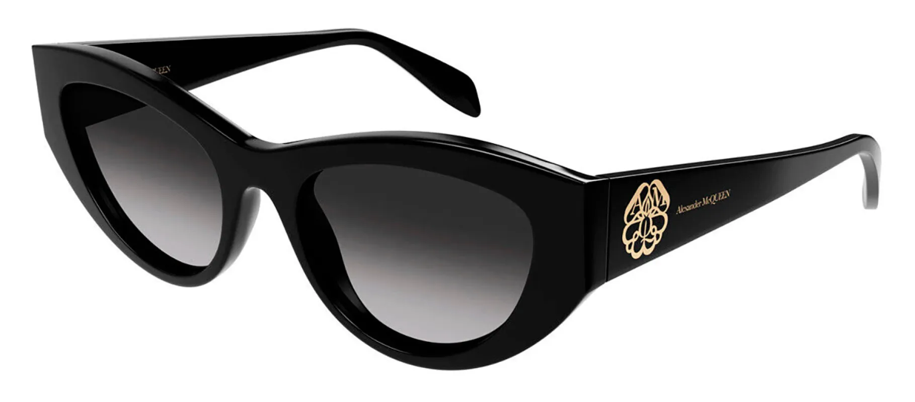 Alexander McQueen AM 0377S 001 Cat-Eye Plastic Black Sunglasses with Grey Gradient Lens sold by Gaffos