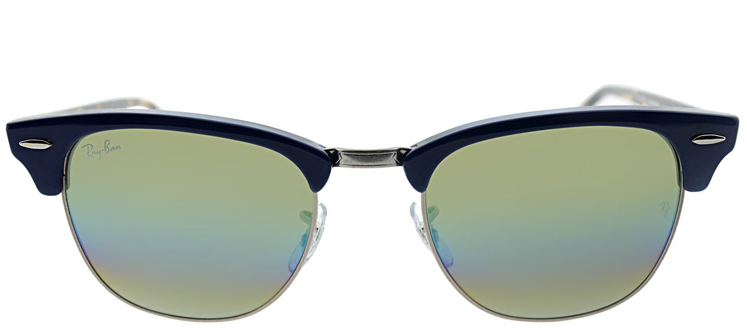 Ray-Ban RB 3016 1223C4 Clubmaster Plastic Blue Sunglasses with Gold Rainbow Flash Lens sold by Gaffos