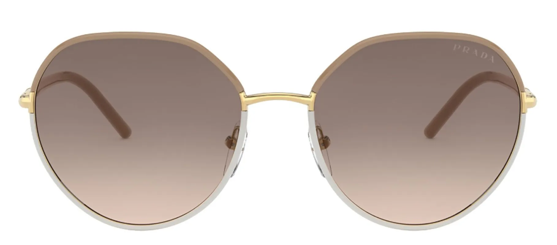 Prada PR 65XS 09G3D0 Round Metal Beige Sunglasses with Brown Gradient Lens sold by Gaffos