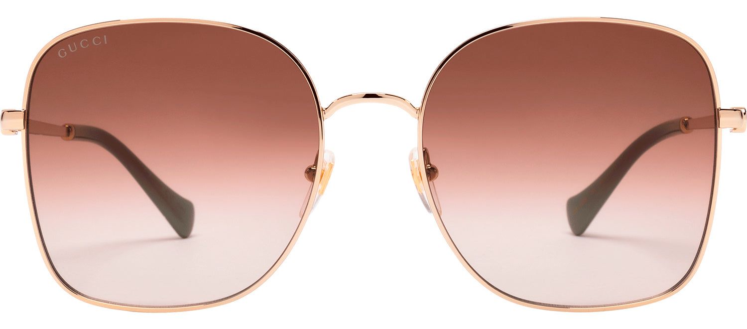 Gucci GG 1143S 002 Square Metal Gold Sunglasses with Brown Gradient Lens sold by Gaffos