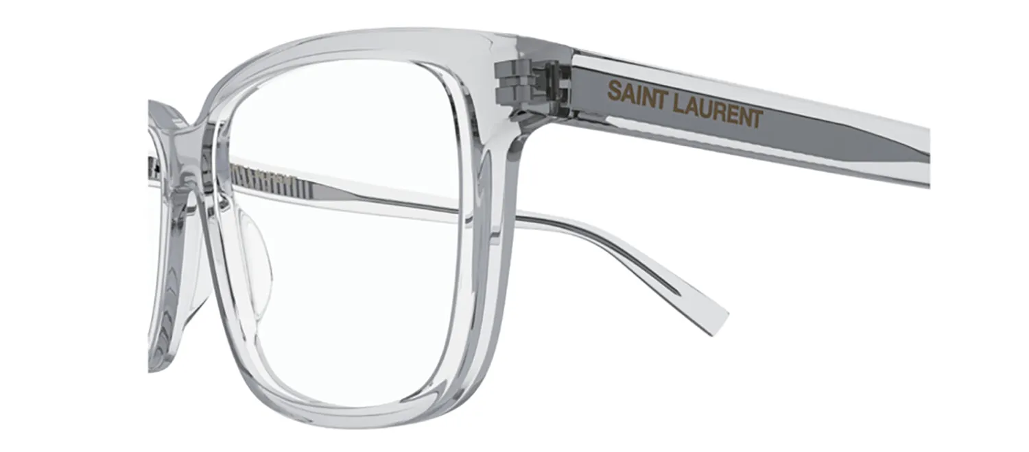 Saint Laurent SL 458O 007 Rectangle Plastic Grey Eyeglasses with Logo Stamped Demo Lenses sold by Gaffos product image thumbnail 3