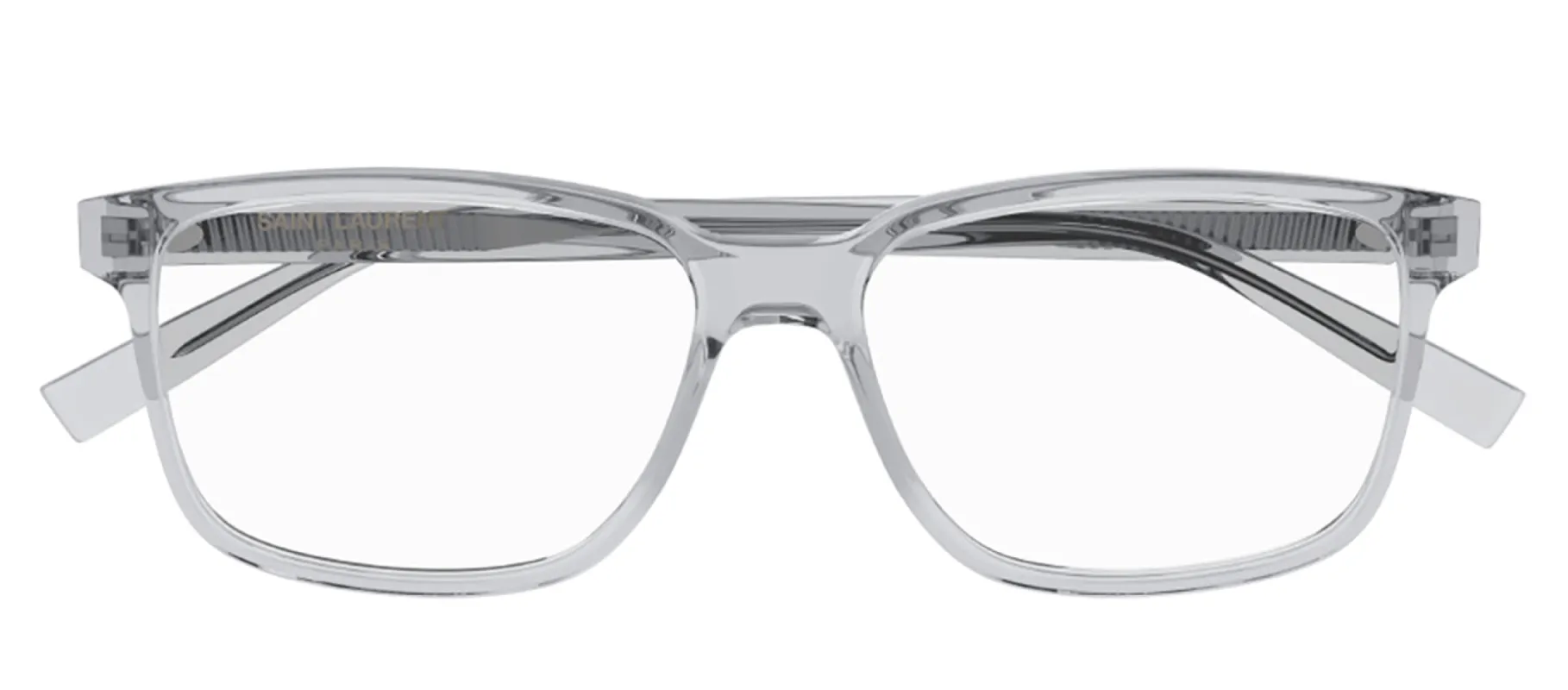 Saint Laurent SL 458O 007 Rectangle Plastic Grey Eyeglasses with Logo Stamped Demo Lenses sold by Gaffos