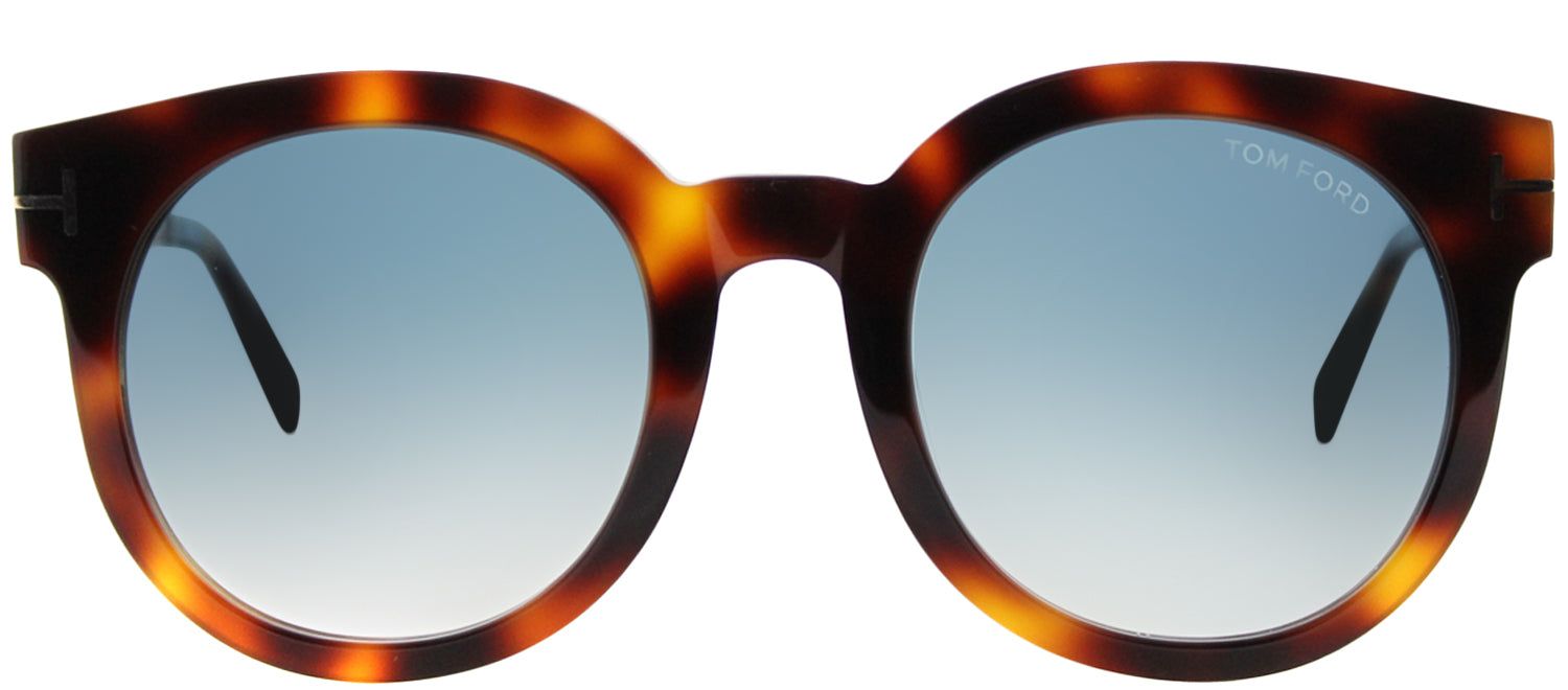 Tom Ford Janina TF 435 52P Round Plastic Tortoise/ Havana Sunglasses with Blue Gradient Lens sold by Gaffos