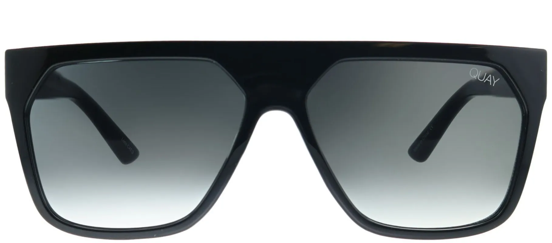 Quay Australia Very Busy Rectangle Plastic Black Sunglasses with Smoke Fade Lens made by Gaffos