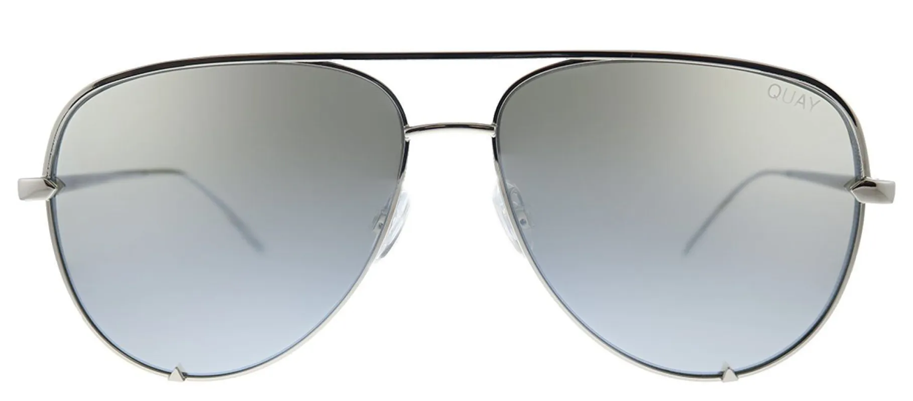 Quay Australia X Desi Perkins QM HighKey SLV/SLV Aviator Metal Silver Sunglasses with Silver Mirror Lens made by Gaffos