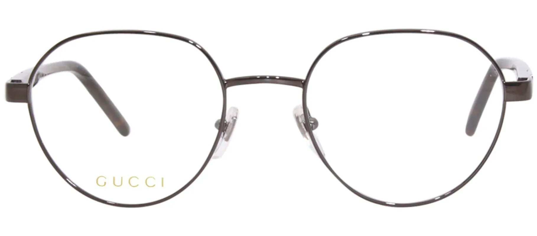 Gucci GG 1162O 002 Geometric Metal Gunmetal Eyeglasses with Logo Stamped Demo Lenses sold by Gaffos