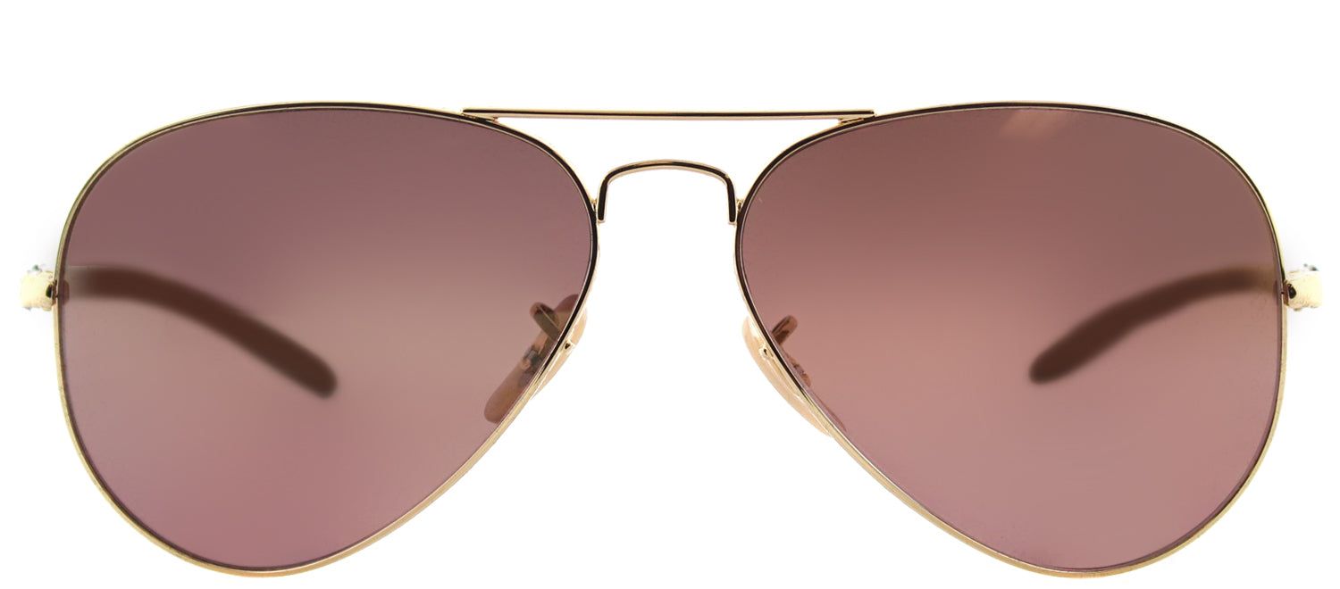 Ray-Ban RB 8317CH 001/6B Aviator Metal Gold Sunglasses with Purple Mirror Chromance Lens sold by Gaffos