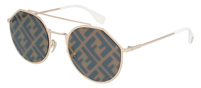 Fendi Men FF M0021/S 0A Oval Metal Gold/White Sunglasses with Gold Lens sold by Gaffos