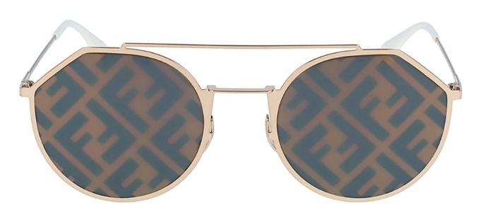 Fendi Men FF M0021/S 0A Oval Metal Gold/White Sunglasses with Gold Lens sold by Gaffos