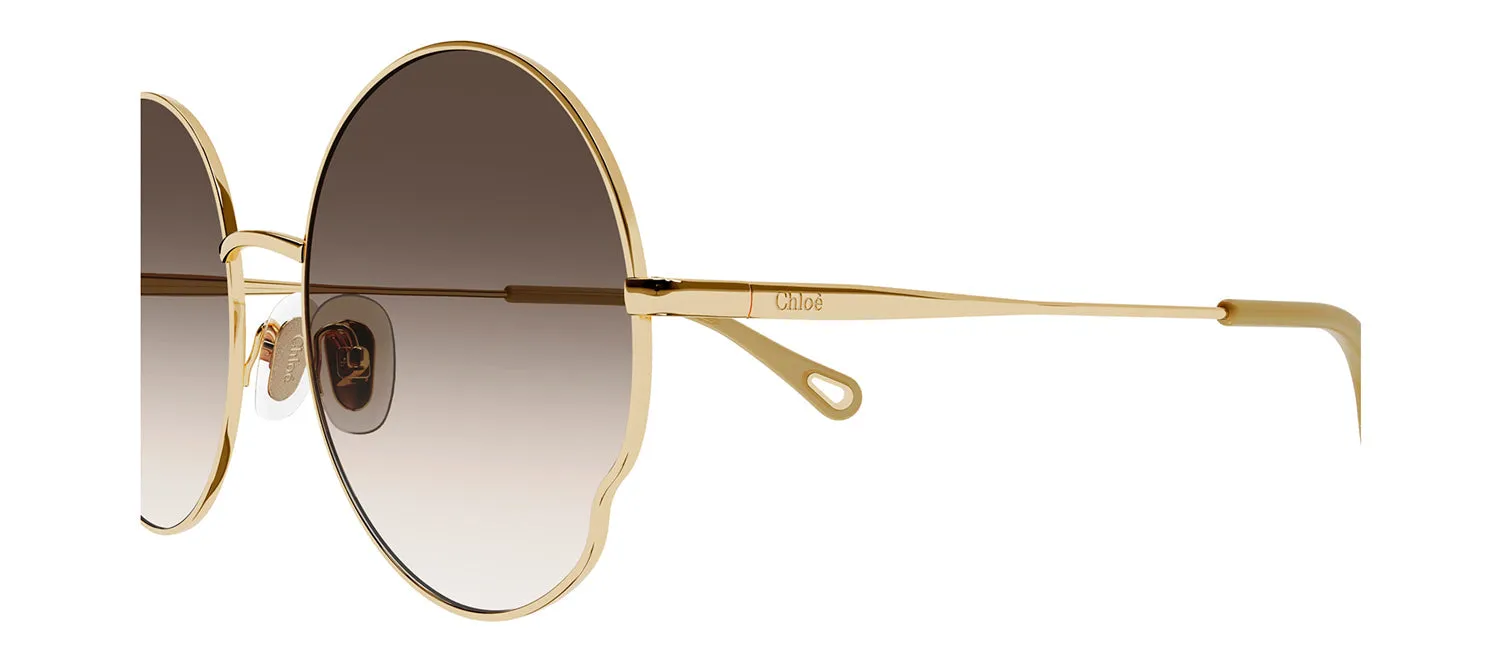 Chloe CH 0095S 005 Round Metal Gold Sunglasses with Brown Gradient Lens sold by Gaffos product image thumbnail 3