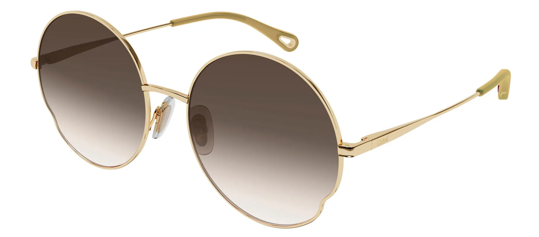Chloe CH 0095S 005 Round Metal Gold Sunglasses with Brown Gradient Lens sold by Gaffos