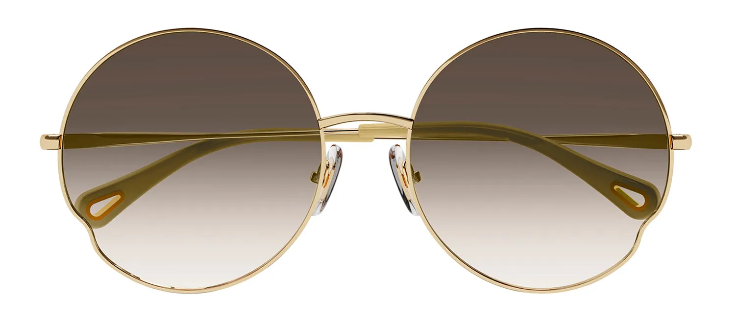 Chloe CH 0095S 005 Round Metal Gold Sunglasses with Brown Gradient Lens sold by Gaffos product image thumbnail 2