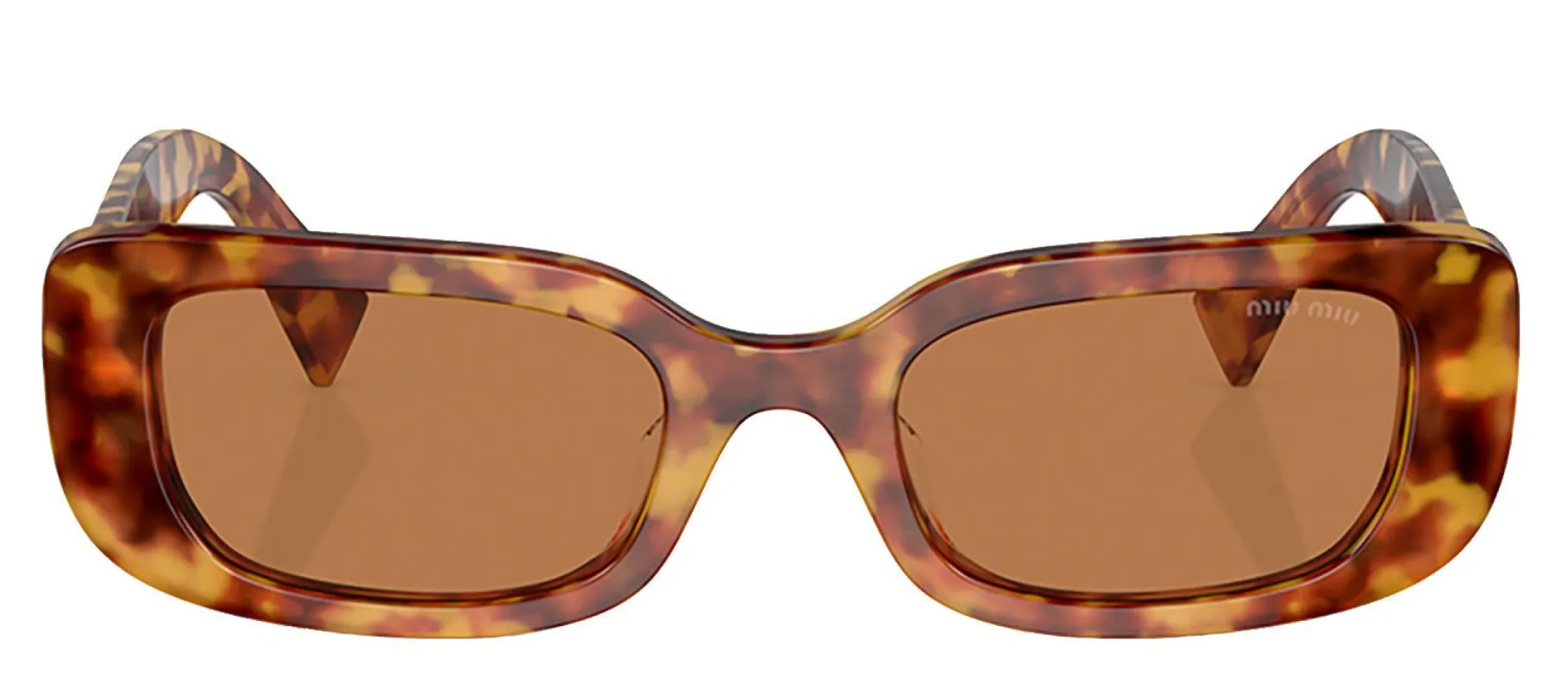 Miu Miu MU 08YS 4BW2Z1 Rectangle Plastic Havana Sunglasses with Brown Anti-Reflective Lens sold by Gaffos