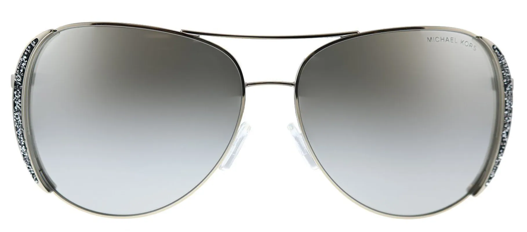 Michael Kors Chelsea Glam MK 1082 10056G Aviator Metal Silver Sunglasses with Silver Mirror Lens sold by Gaffos