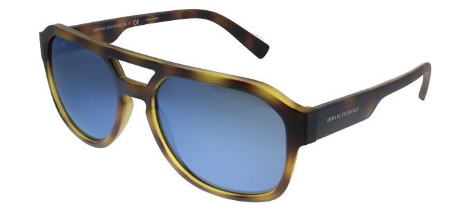 Armani Exchange AX 4074S 802955 Rectangle Plastic Havana Sunglasses with Blue Mirror Lens sold by Gaffos