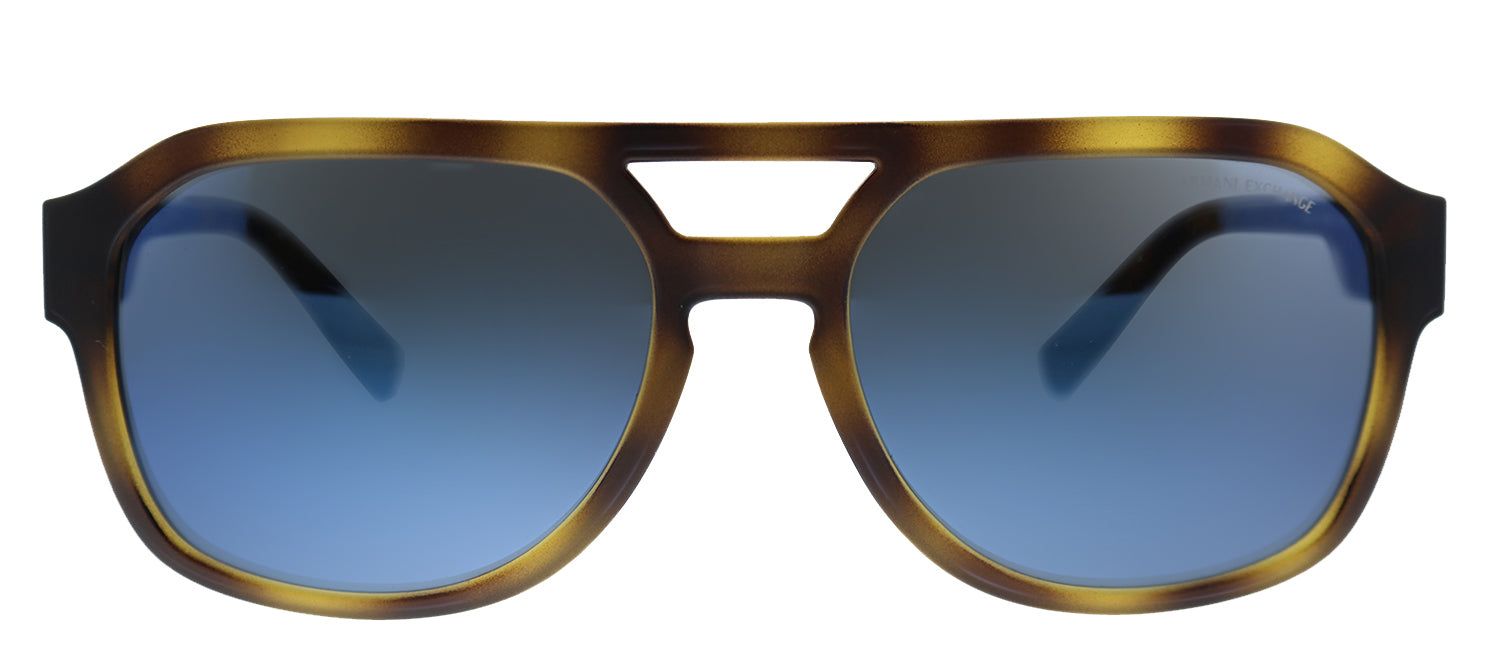 Armani Exchange AX 4074S 802955 Rectangle Plastic Havana Sunglasses with Blue Mirror Lens sold by Gaffos