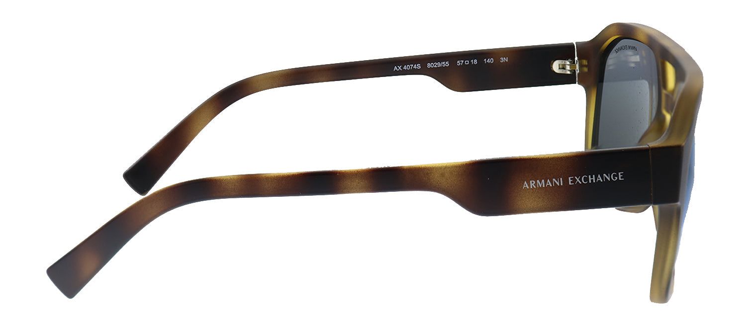 Armani Exchange AX 4074S 802955 Rectangle Plastic Havana Sunglasses with Blue Mirror Lens sold by Gaffos product image thumbnail 3