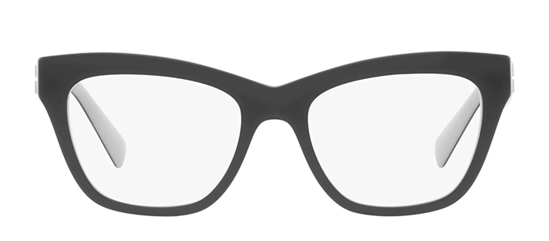 Miu Miu MU 03UV ACO1O1 Cat Eye Plastic Black Eyeglasses with Logo Stamped Demo Lenses sold by Gaffos