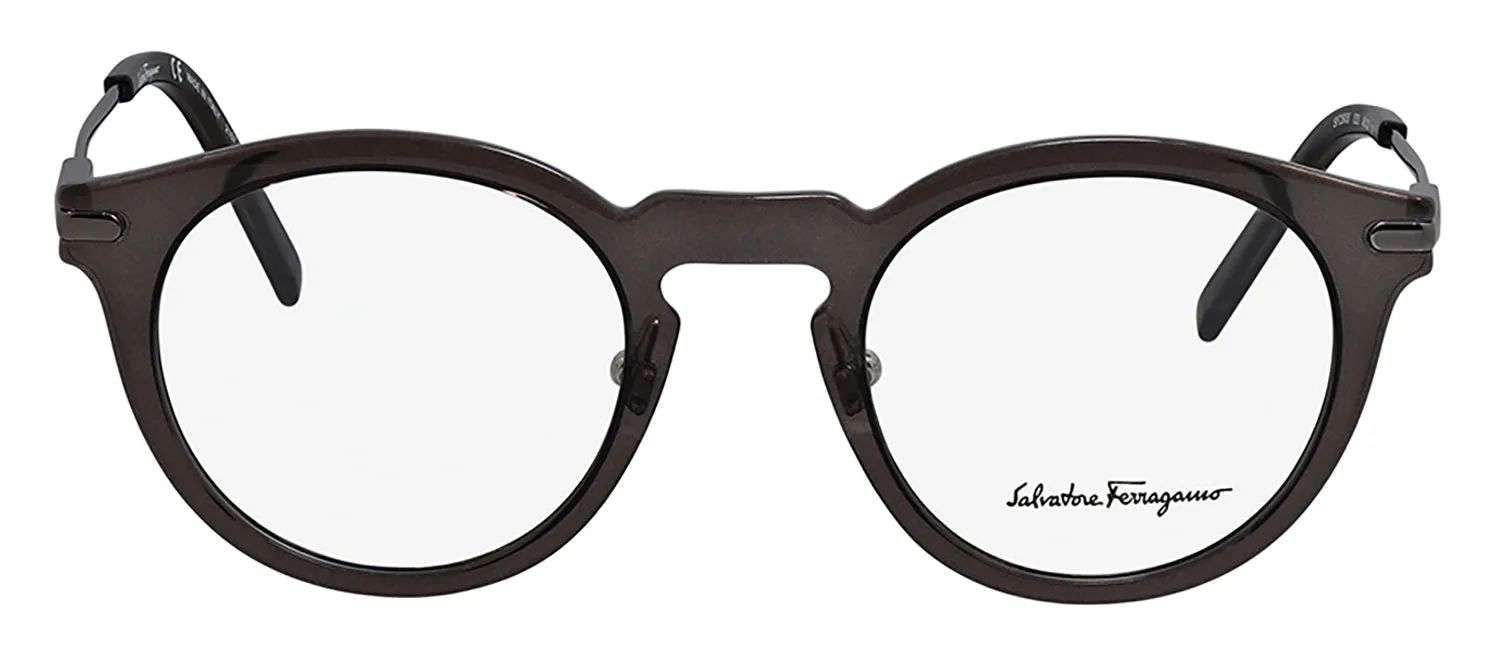 Salvatore Ferragamo SF 2906 033 Round Metal Grey Eyeglasses with Logo Stamped Demo Lenses sold by Gaffos