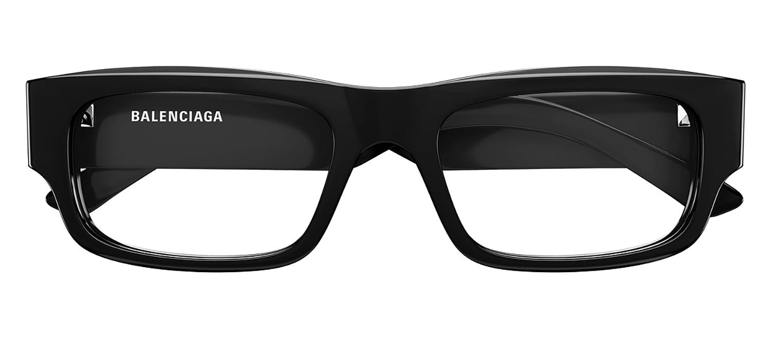 Balenciaga EVERYDAY BB 0265O 001 Rectangle Plastic Black Eyeglasses with Logo Stamped Demo Lenses sold by Gaffos