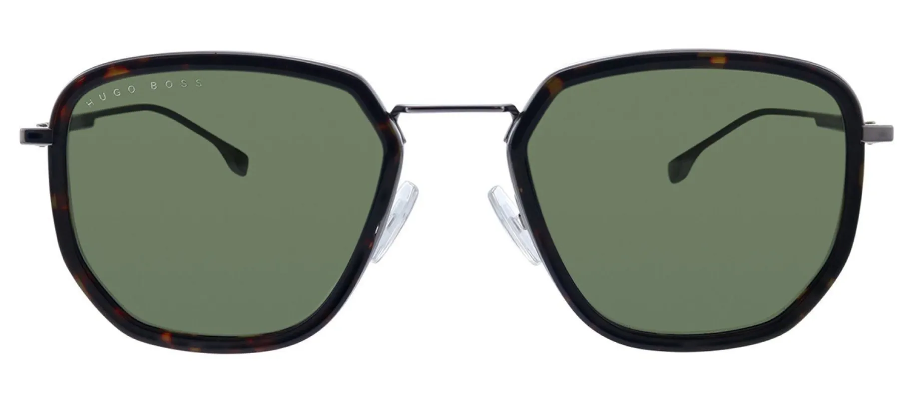 Hugo Boss BOSS 1029/F/S 086 QT Rectangle Plastic Havana Sunglasses with Green Lens made by Gaffos