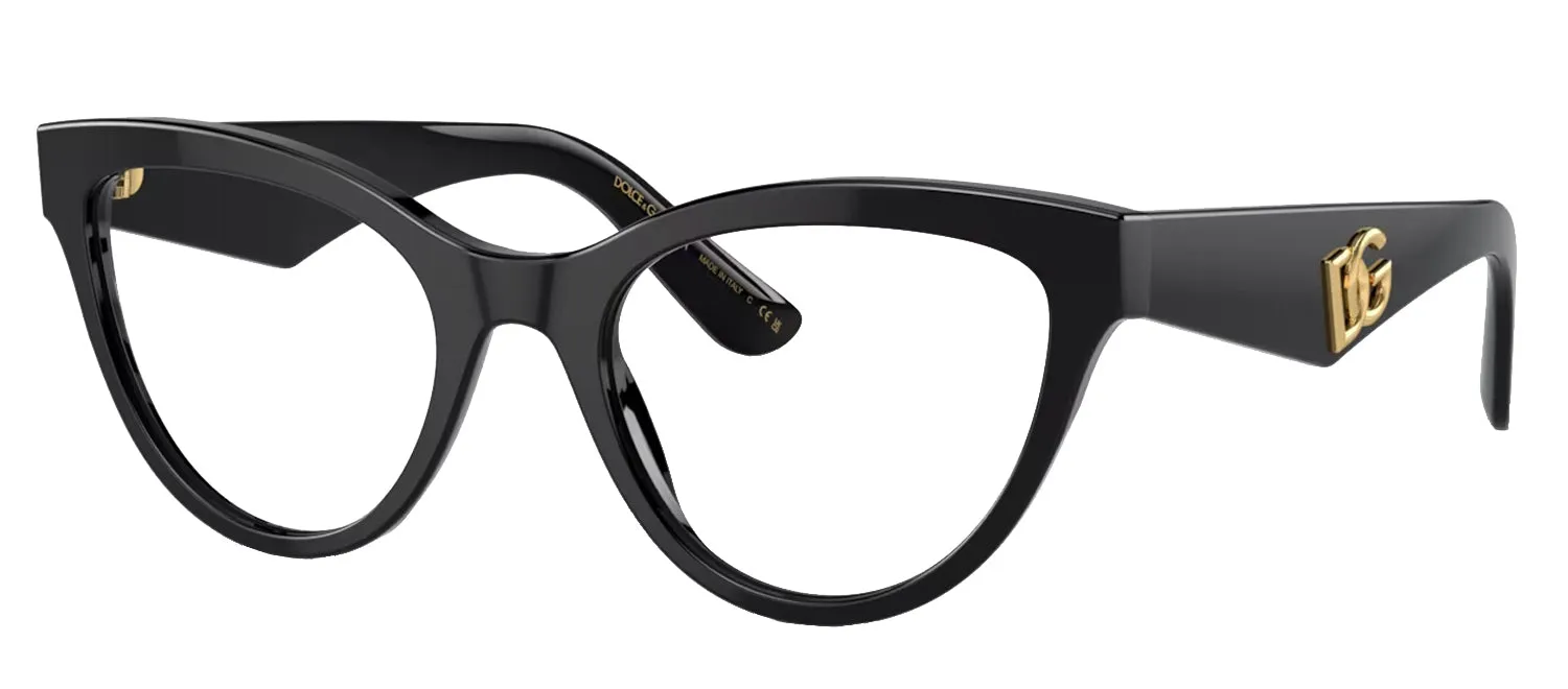 Dolce & Gabbana DG 3372 501 Cat-Eye Plastic Black Eyeglasses with Logo Stamped Demo Lenses sold by Gaffos product image thumbnail 2