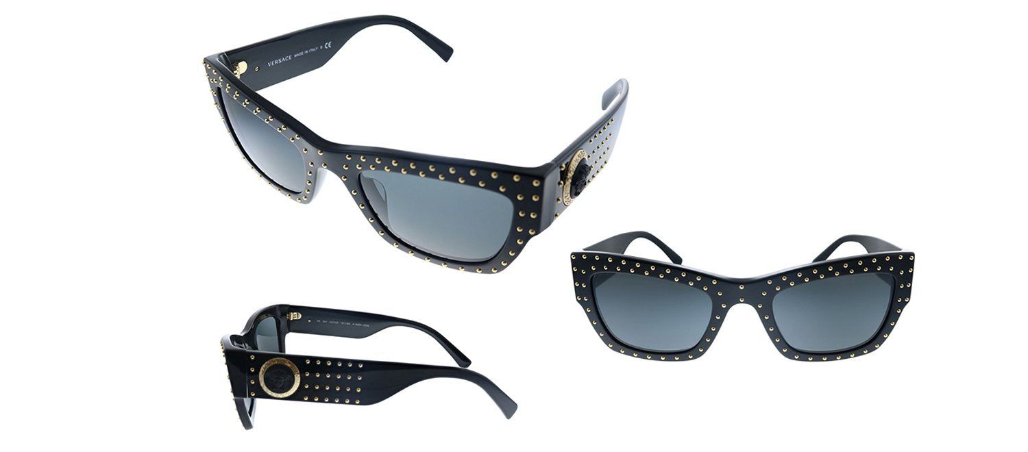 Versace VE 4358A GB1/87 Rectangle Plastic Black/Gold Sunglasses with Grey Lens sold by Gaffos product image thumbnail 4