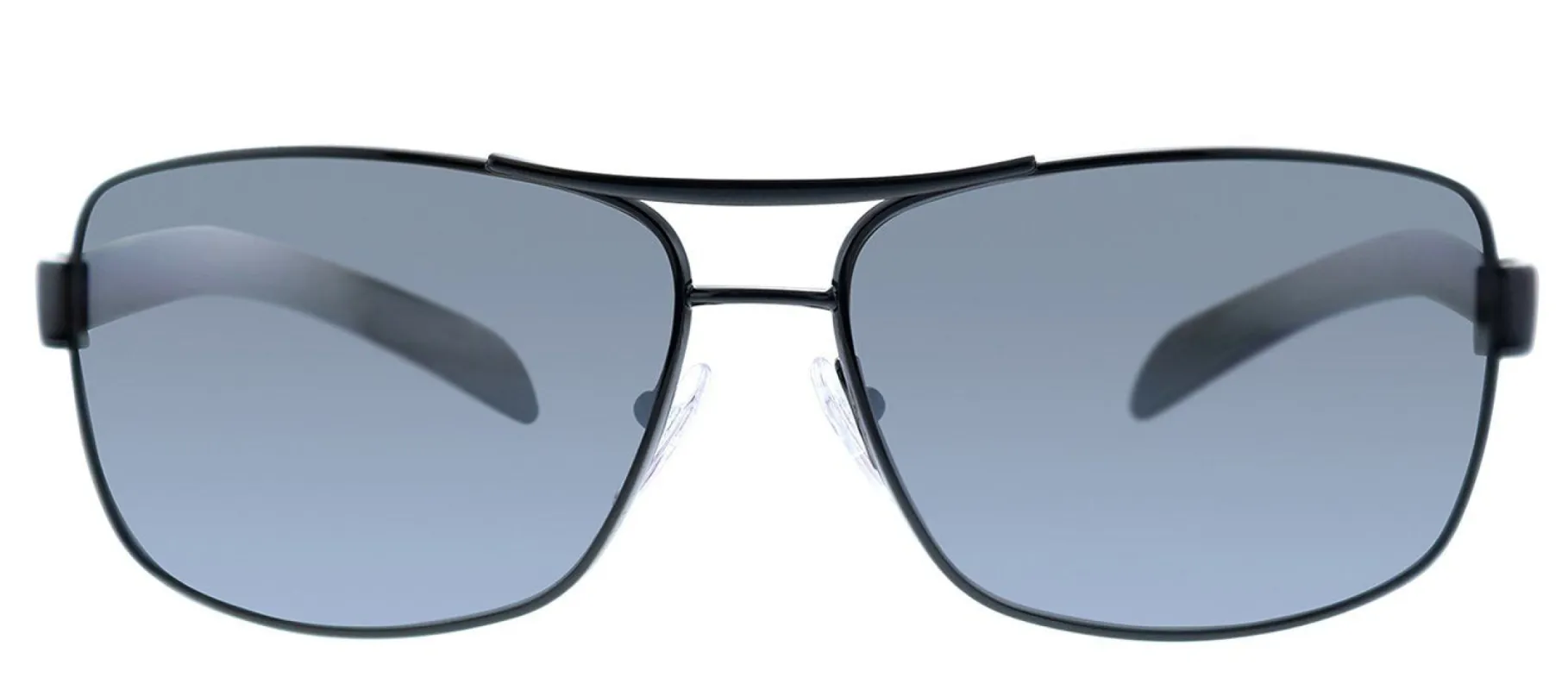 Prada Linea Rossa PS 54IS 1AB2F2 Rectangle Metal Black Sunglasses with Silver Polarized Lens sold by Gaffos