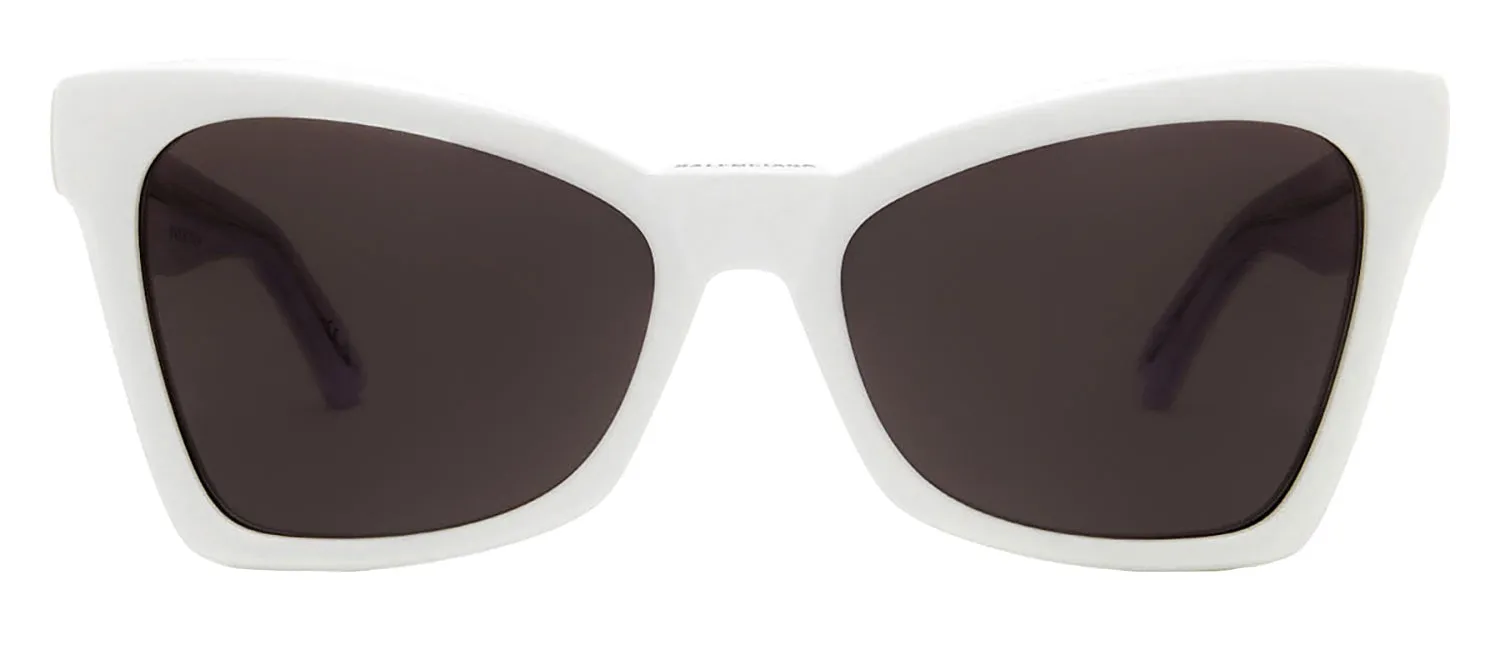 Balenciaga EVERYDAY BB 0231S 005 Cat-Eye Plastic White Sunglasses with Grey Lens sold by Gaffos