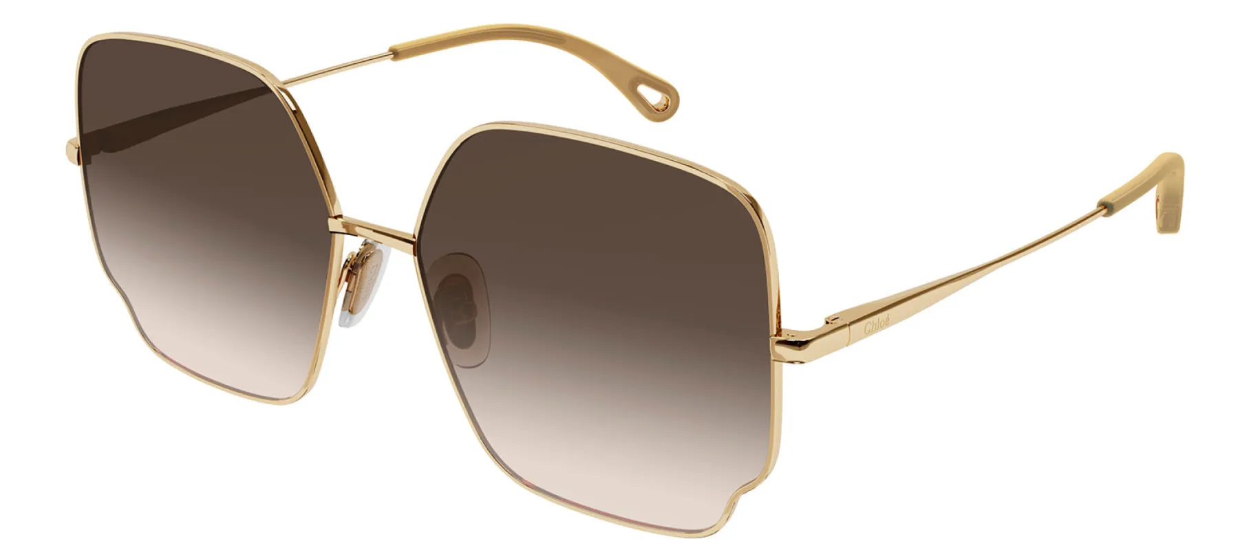 Chloe CH 0092S 005 Square Metal Gold Sunglasses with Brown Gradient Lens sold by Gaffos