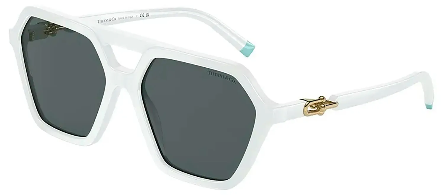 Tiffany & Co. TF 4198 83573F Geometric Plastic White Sunglasses with Grey Lens sold by Gaffos product image thumbnail 2