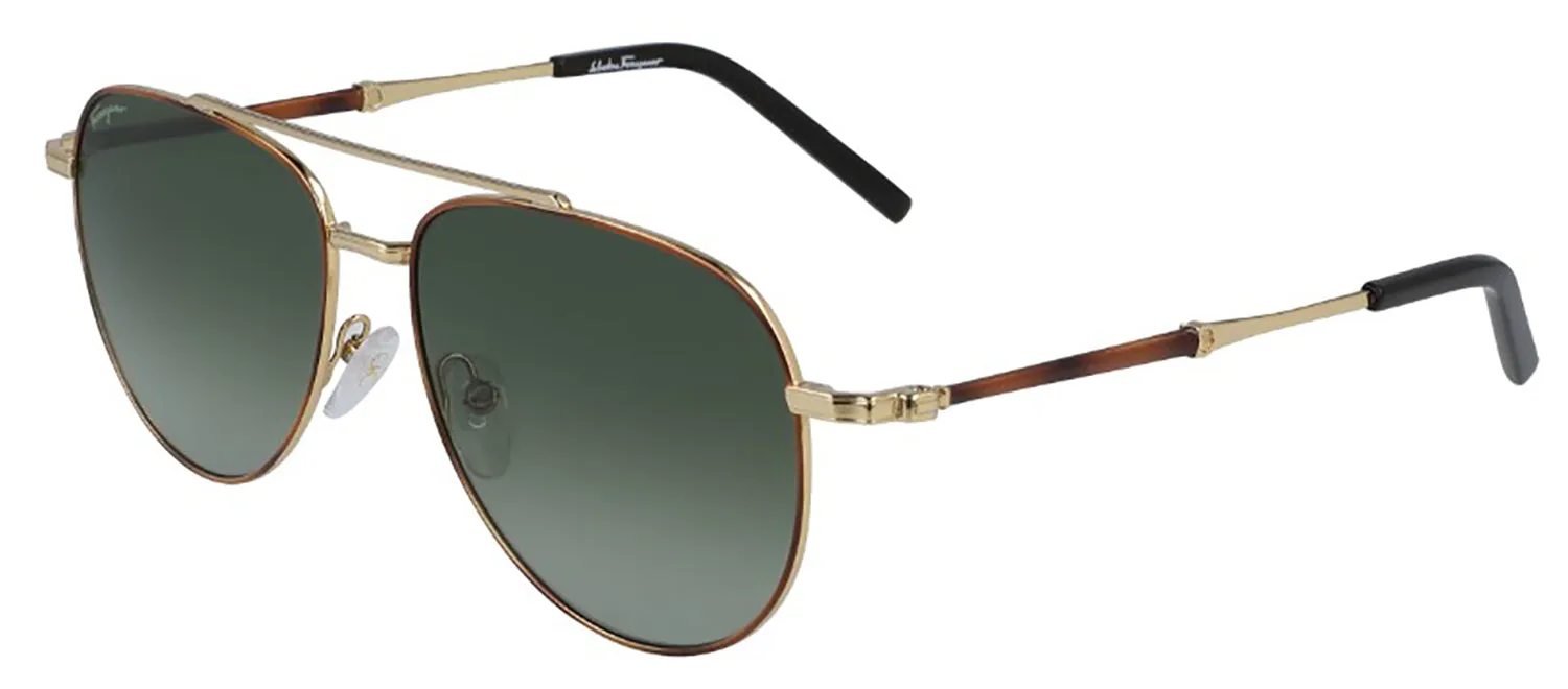 Salvatore Ferragamo SF 226S 723 Aviator Metal Gold/Tortoise Sunglasses with Green Lens sold by Gaffos