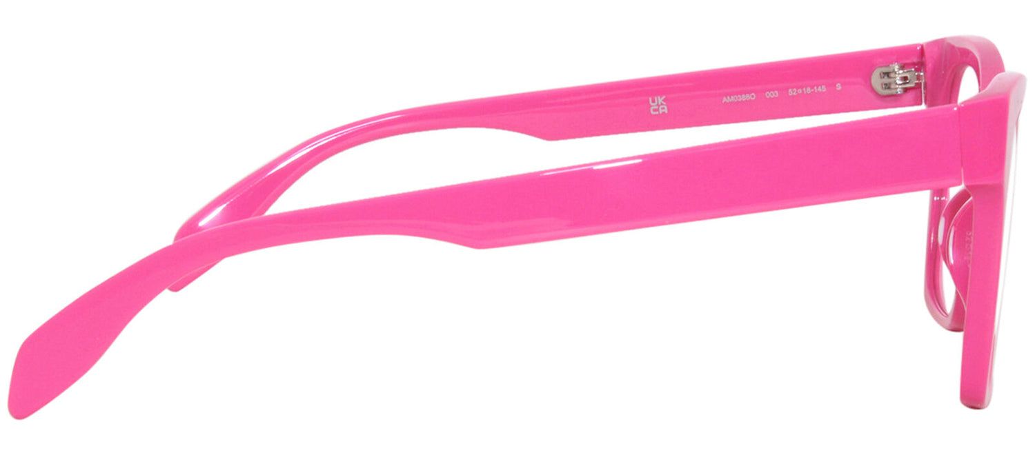 Alexander McQueen AM 0388O 003 Square Plastic Pink Eyeglasses with Logo Stamped Demo Lenses sold by Gaffos product image thumbnail 3