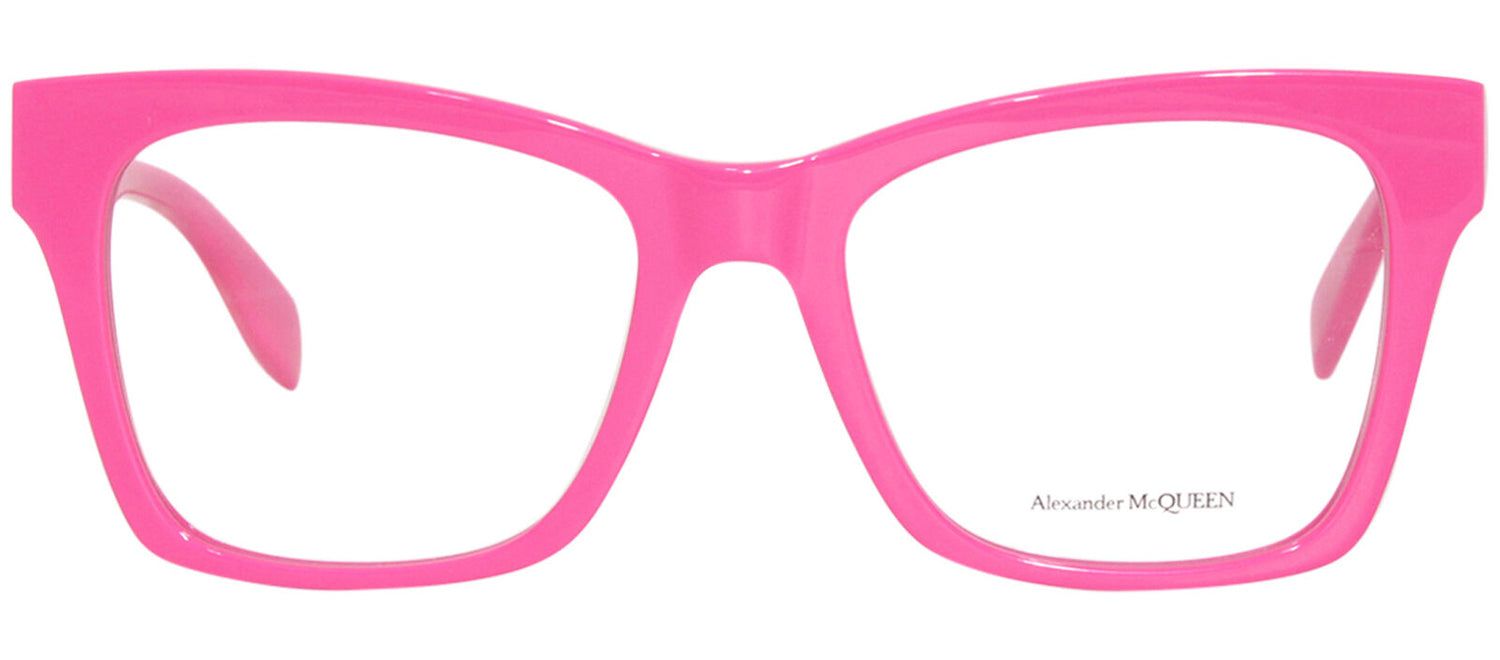 Alexander McQueen AM 0388O 003 Square Plastic Pink Eyeglasses with Logo Stamped Demo Lenses sold by Gaffos