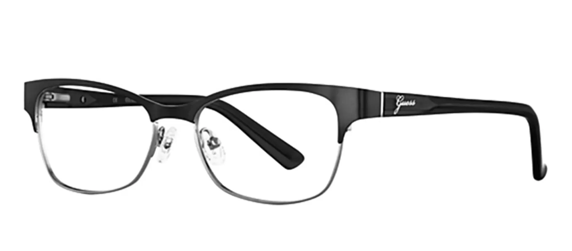 Guess GU 2467 O24 Round Metal Purple Eyeglasses with Logo Stamped Demo Lenses sold by Gaffos