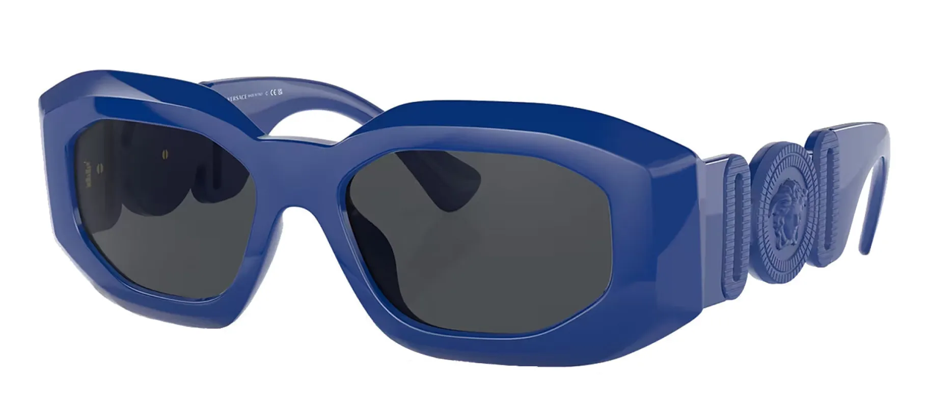 Versace VE 4425U 536887 Irregular Plastic Blue Sunglasses with Dark Grey Solid Color Lens sold by Gaffos