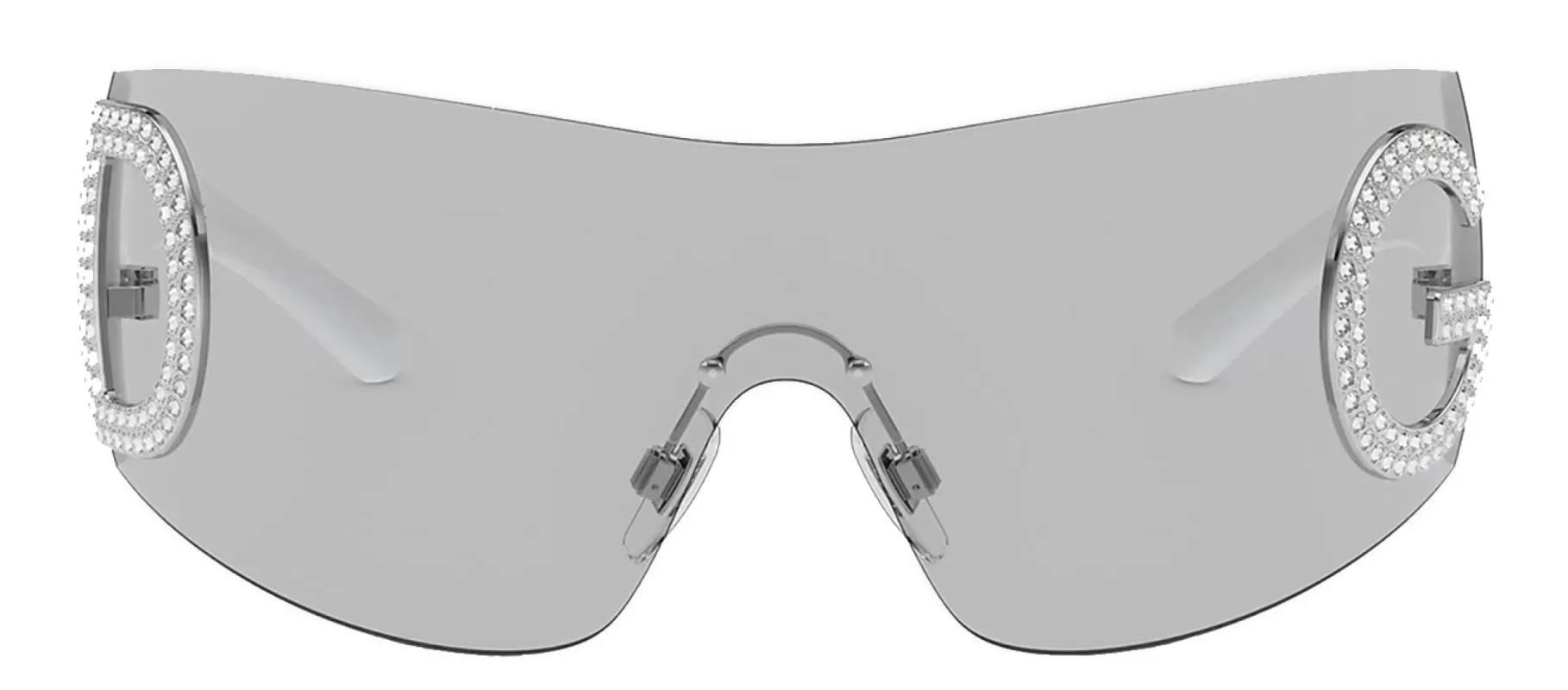 Dolce & Gabbana STATEMENT DG 2298B 06/87 Wrap Metal White Sunglasses with Grey Lens sold by Gaffos