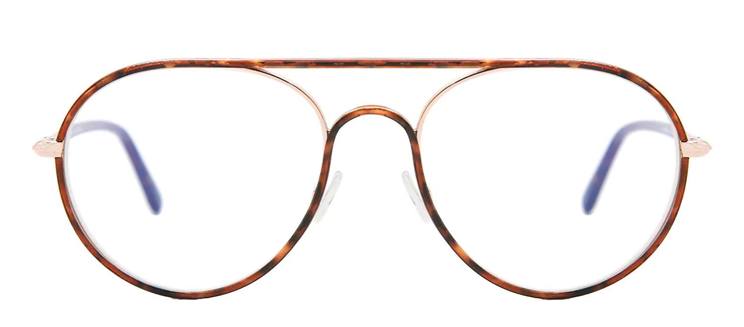 Tom Ford FT 5623-B 052 Aviator Metal Havana Eyeglasses with Logo Stamped Demo Lenses Lens sold by Gaffos