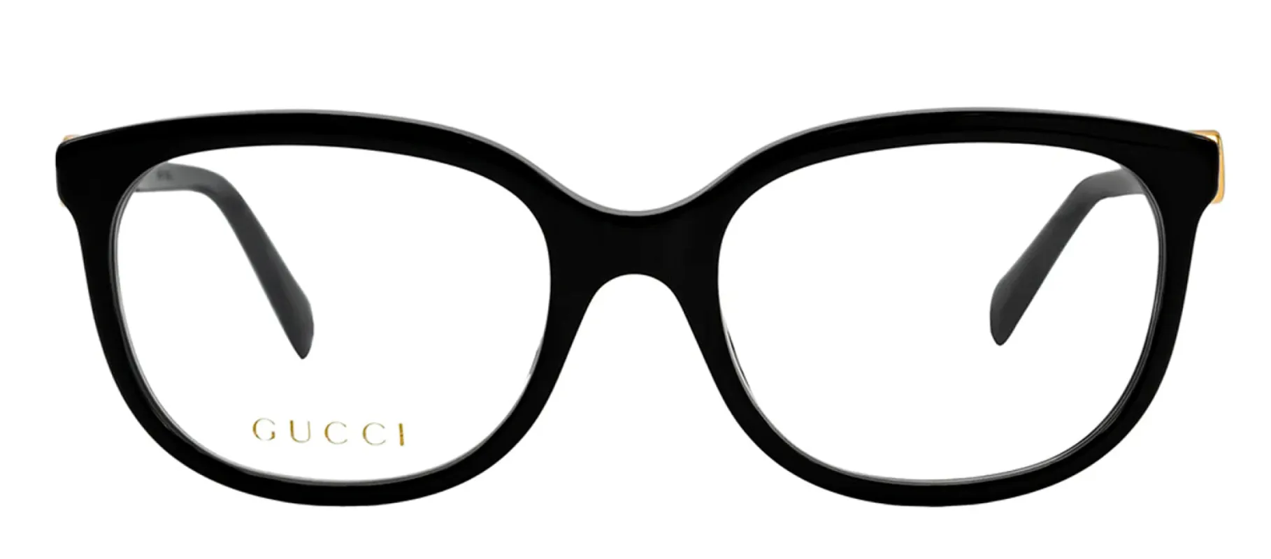 Gucci GG 1075O 004 Rectangle Plastic Black Eyeglasses with Logo Stamped Demo Lenses sold by Gaffos