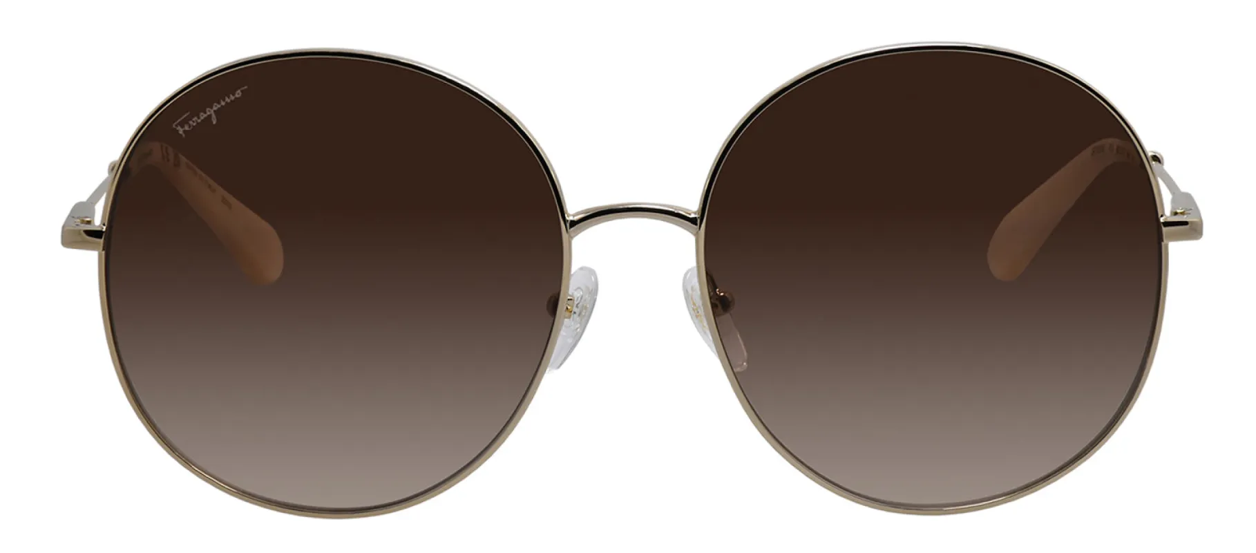 Salvatore Ferragamo SF 299S 703 Round Metal Gold Sunglasses with Brown Gradient Lens sold by Gaffos