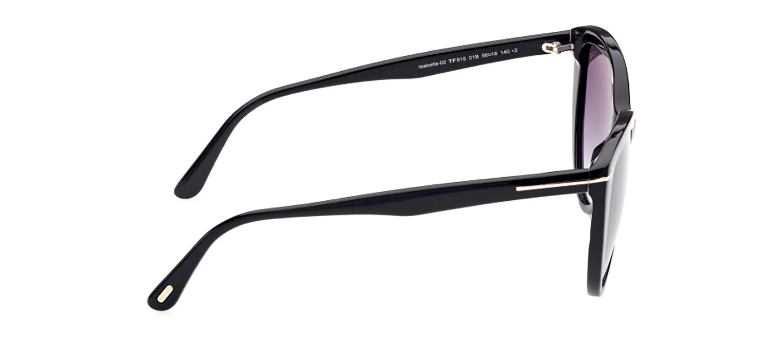 Tom Ford Isabella-02 TF 915 01B Cat-Eye Plastic Black Sunglasses with Grey Gradient Lens sold by Gaffos product image thumbnail 2