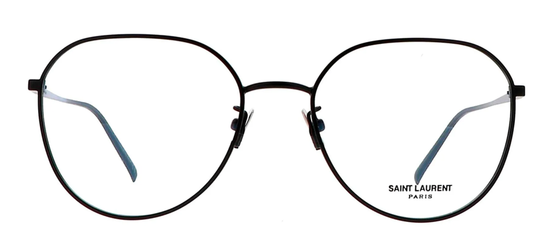 Saint Laurent SL 484O 1 Geometric Metal Black Eyeglasses with Logo Stamped Demo Lenses sold by Gaffos
