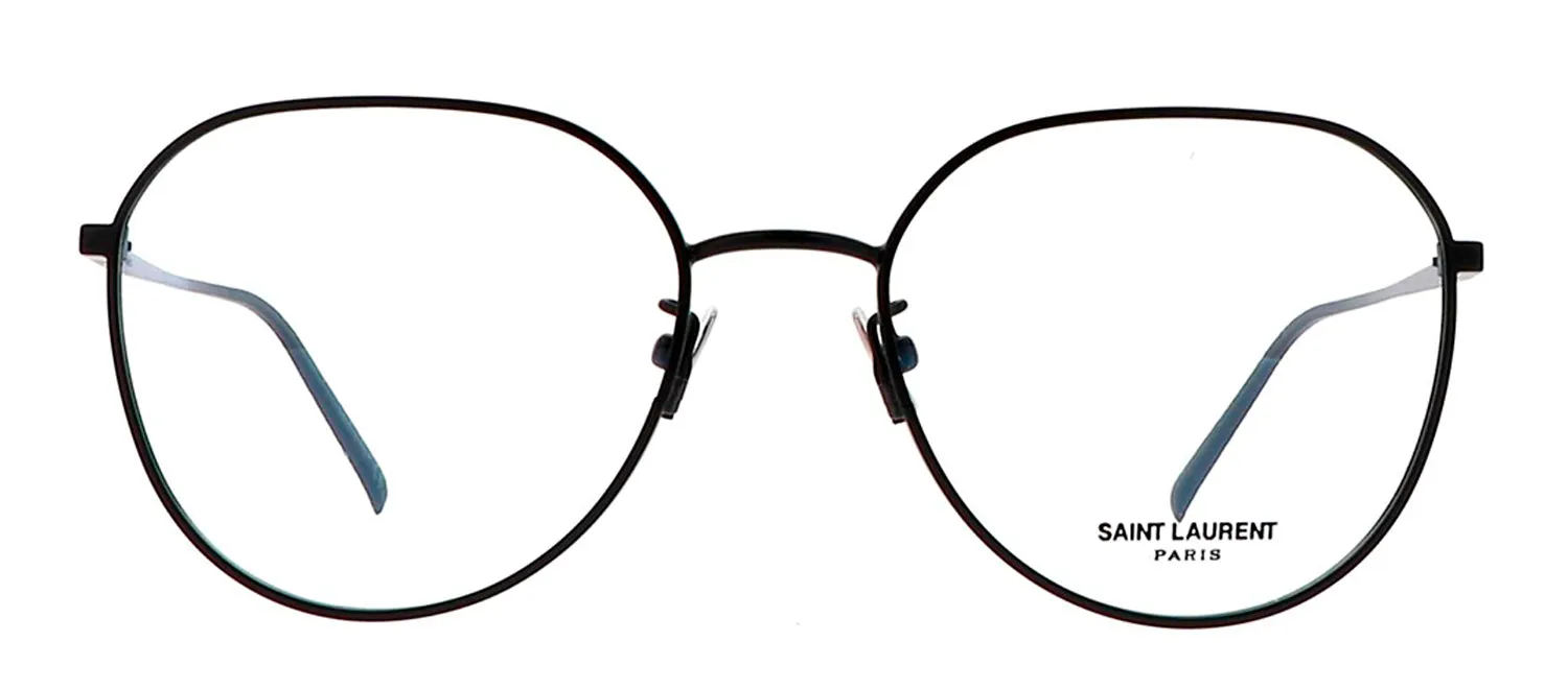 Saint Laurent SL 484O 1 Geometric Metal Black Eyeglasses with Logo Stamped Demo Lenses sold by Gaffos
