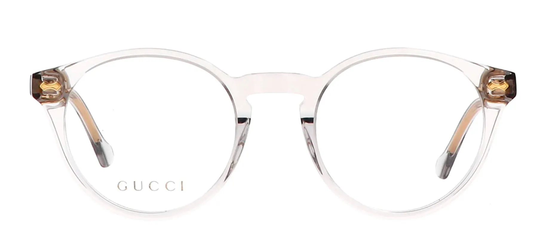 Gucci GG 1054O 002 Round Metal Gold Eyeglasses with Logo Stamped Demo Lenses sold by Gaffos