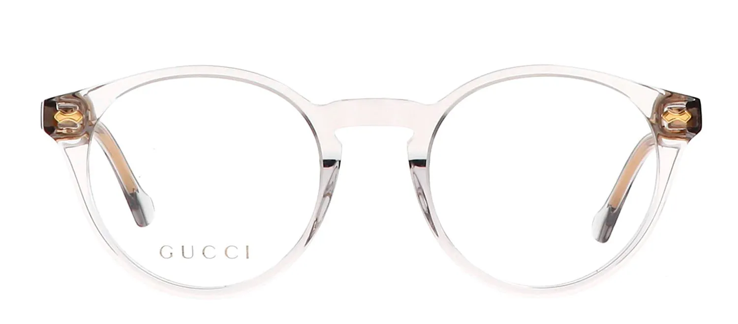 Gucci GG 1054O 002 Round Metal Gold Eyeglasses with Logo Stamped Demo Lenses sold by Gaffos