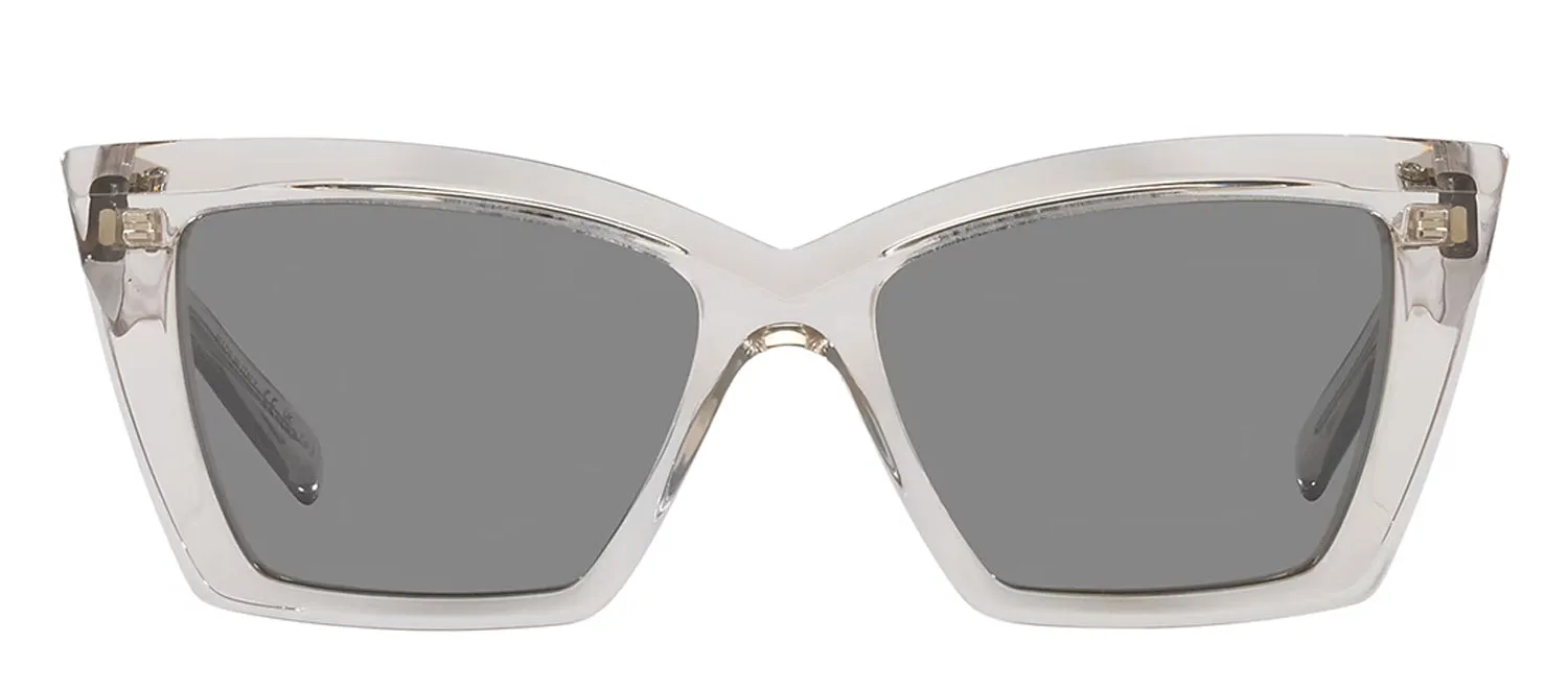 Saint Laurent SL 657 003 Cat-Eye Plastic Beige Sunglasses with Silver Mirror Lens sold by Gaffos