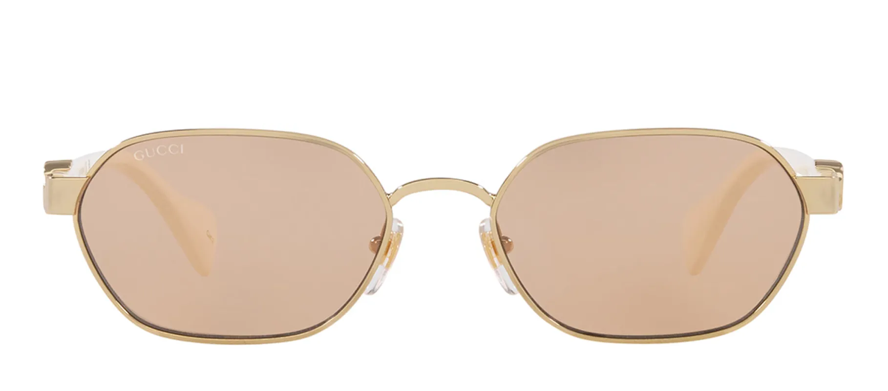 Gucci GG LOGO GG 1593S 002 Geometric Metal Gold Sunglasses with Pink Mirror Lens sold by Gaffos