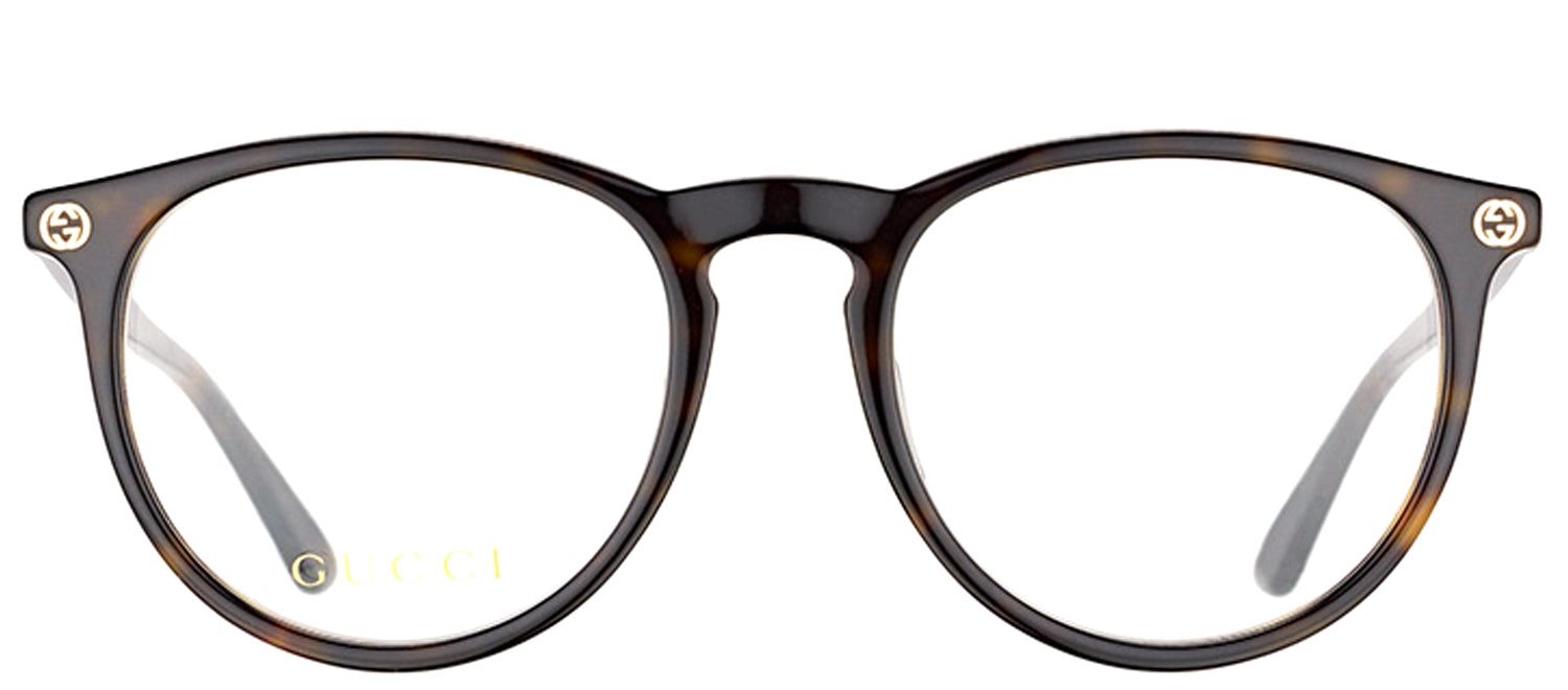 Gucci GG 0027O 002 Round Acetate Tortoise/ Havana Eyeglasses with Demo Lens sold by Gaffos