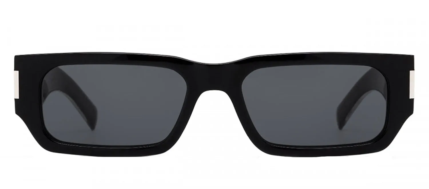 Saint Laurent SL 660 001 Rectangle Plastic Black Sunglasses with Grey Lens sold by Gaffos
